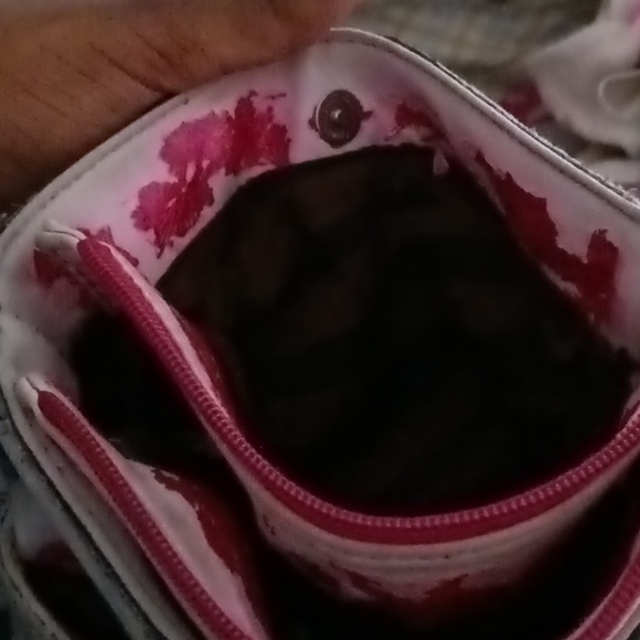 Hananel pink red zebra print flower shoulder crossbody purse bag - Picture 5 of 6